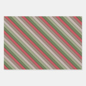 Feuille De Papier Cadeau Pistachio Coquille verte Rouge Brown rayures (Devant 2)