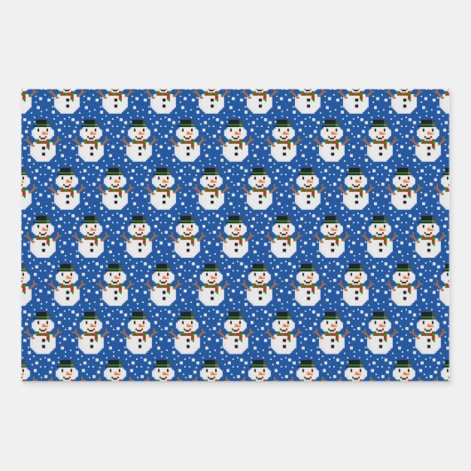 Feuille De Papier Cadeau Pixel Art SNOWMAN (Devant 2)