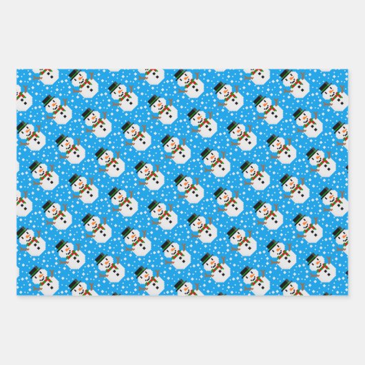Feuille De Papier Cadeau Pixel Art SNOWMAN (Devant)