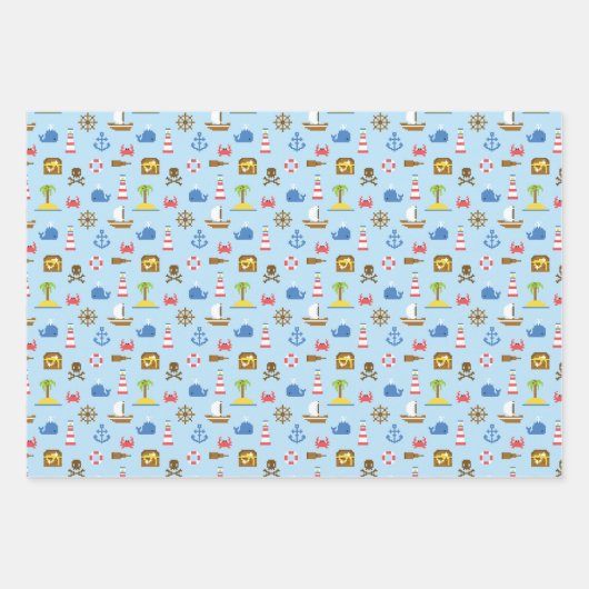 Feuille De Papier Cadeau Pixel Sea Art Motif (Devant 2)