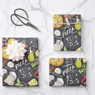 Feuille De Papier Cadeau pizza cool carrelée