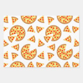 Feuille De Papier Cadeau Pizza et tranches de cool motif sur blanc (Devant 2)