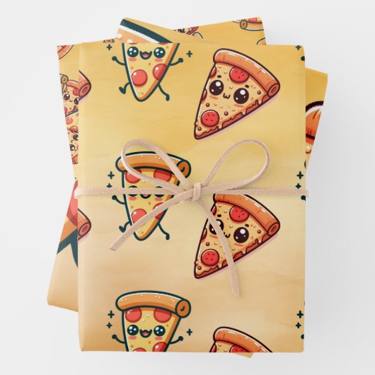 Feuille De Papier Cadeau Pizza Fun (En situation)