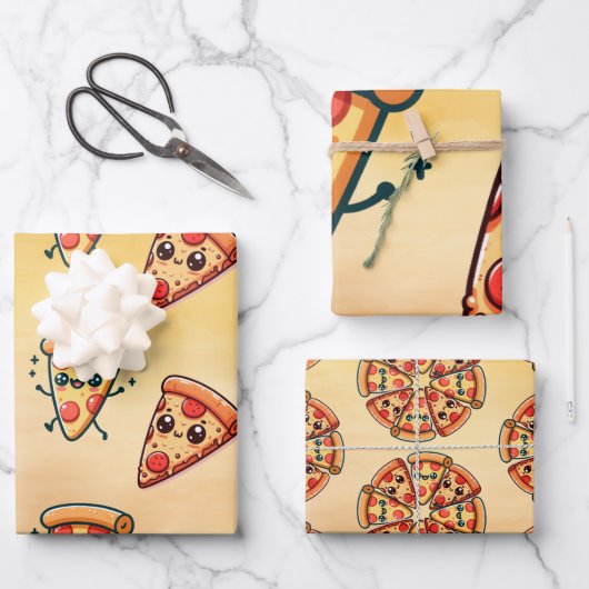 Feuille De Papier Cadeau Pizza Fun (Recto)