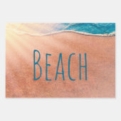 Feuille De Papier Cadeau Plage Bleu Bleu Océan Vague Découpage (Devant)