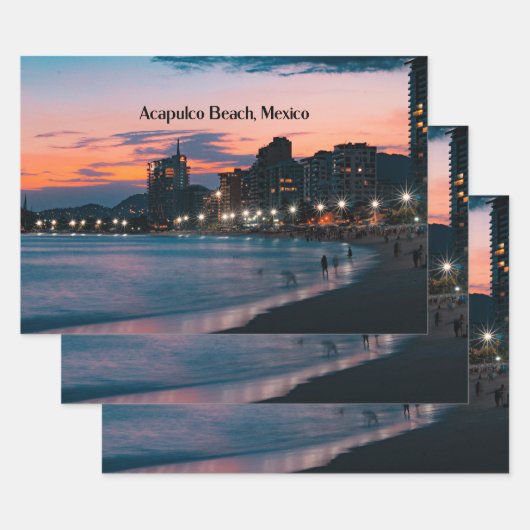 Feuille De Papier Cadeau Plage d'Acapulco, Mexique (Lot)