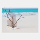 Feuille De Papier Cadeau Plage de sable avec coquillages blancs (Devant 2)