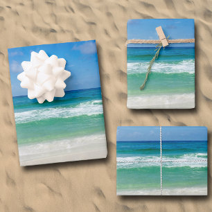 Feuille De Papier Cadeau Plage Photographie Ciel bleu avec vagues