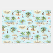 Feuille De Papier Cadeau Plage tropicale Palmiers de Noël (Devant)