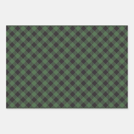 Feuille De Papier Cadeau Plaid À damiers Buffalo Vert (Devant 2)