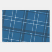Feuille De Papier Cadeau Plaid bleu et étoiles classique (Devant)