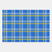 Feuille De Papier Cadeau Plaid Bleu Et Jaune (Devant 3)