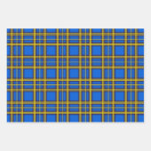 Feuille De Papier Cadeau Plaid Bleu Et Jaune (Devant)