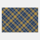 Feuille De Papier Cadeau Plaid bleu et or (Devant)