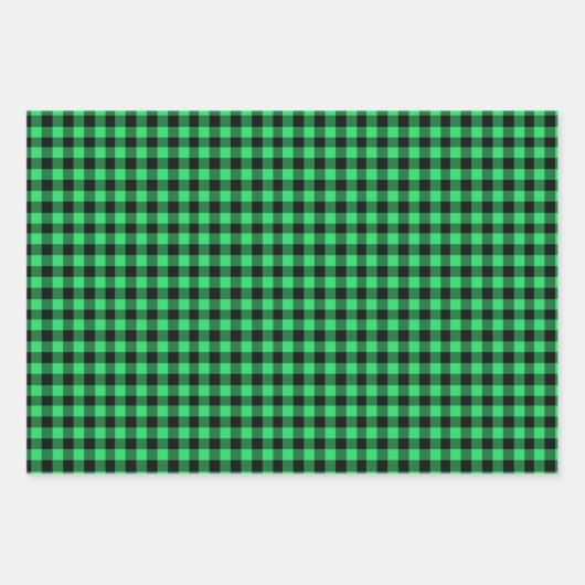 Feuille De Papier Cadeau Plaid de Buffalo Vert (Devant 2)