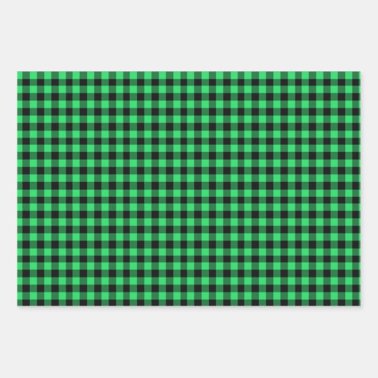 Feuille De Papier Cadeau Plaid de Buffalo Vert (Devant)