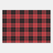 Feuille De Papier Cadeau Plaid de buffle rouge foncé et noir (Devant 2)