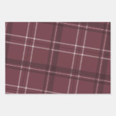 Feuille De Papier Cadeau Plaid et étoiles classique maroon de vacances (Devant 3)