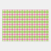 Feuille De Papier Cadeau Plaid rose et vert (Devant)