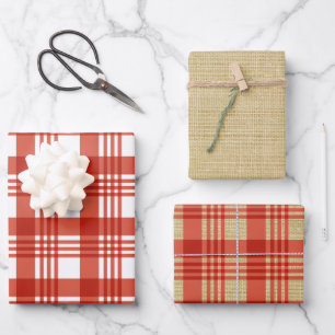 Feuille De Papier Cadeau Plaid rouge Burlap