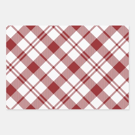 Feuille De Papier Cadeau Plaid rouge et blanc (Devant)