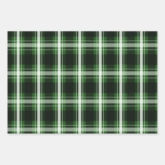 Feuille De Papier Cadeau Plaid vert foncé (Devant 3)