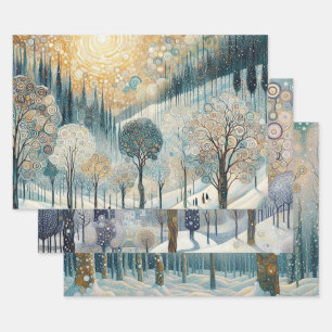 Feuille De Papier Cadeau Plaisir coloré Abstrait Winter Wonderland Art