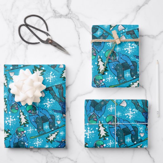 Feuille De Papier Cadeau Plaisir de snowboard (Recto)