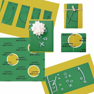 Feuille De Papier Cadeau Plan de jeu de terrain de football Vert Jaune pers