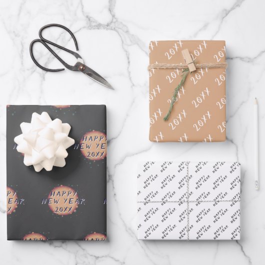 Feuille De Papier Cadeau Planète Abstraite moderne Bonne année 2023 (Recto)