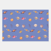 Feuille De Papier Cadeau Planète Saturne Couleur mixte bleu et noir (Devant 3)