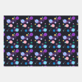 Feuille De Papier Cadeau Planètes Étoiles Soleils Astrologie Peints Aléatoi (Devant 2)