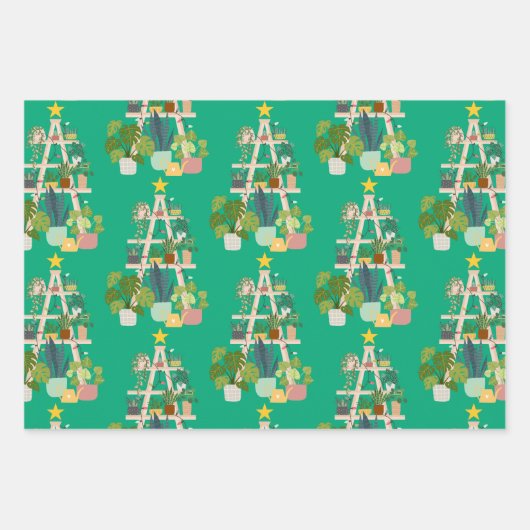 Feuille De Papier Cadeau Plante de la maison de Noël (Devant)