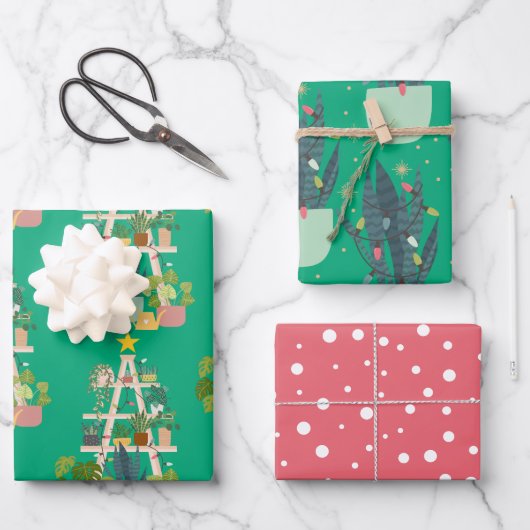 Feuille De Papier Cadeau Plante de la maison de Noël (Recto)