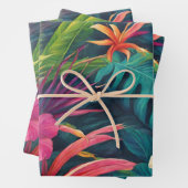 Feuille De Papier Cadeau Plantes et fleurs tropicales dynamiques (En situation)