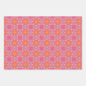 Feuille De Papier Cadeau Plaqué chaud rose rétro avec orange et bleu (Devant 3)