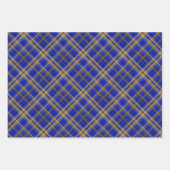 Feuille De Papier Cadeau Plaque de tartan bleu et jaune.  (Devant)