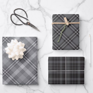 Feuille De Papier Cadeau Plat noir blanc et gris