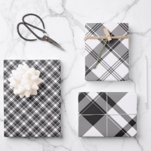 Feuille De Papier Cadeau Plat noir blanc et gris