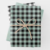 Feuille De Papier Cadeau Plat vert noir (En situation)