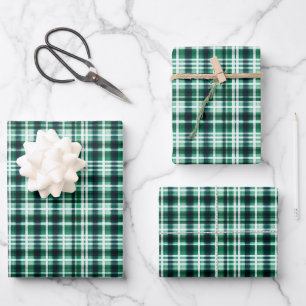 Feuille De Papier Cadeau Plat vert, noir et blanc