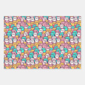 Feuille De Papier Cadeau Playful Minimalist Cats in Multi-Coloured Pastels (Devant)