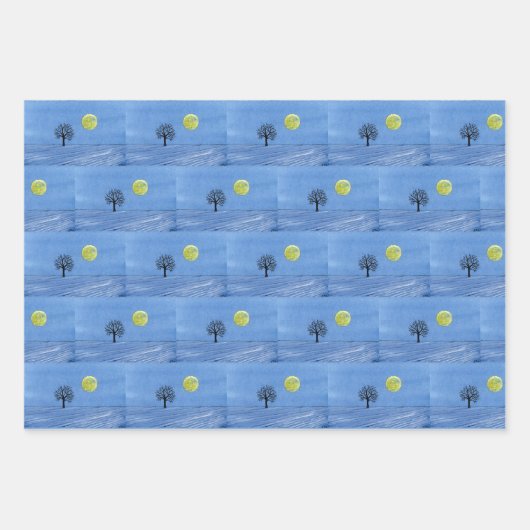 Feuille De Papier Cadeau Pleine lune (Devant 3)