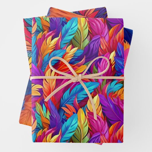 Feuille De Papier Cadeau Plumes de Phoenix magiques Conception abstraite (En situation)