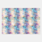 Feuille De Papier Cadeau Plumes Peacock Or Aqua Blanc (Devant 3)