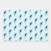 Feuille De Papier Cadeau Plumes Peacock Turquoise, Bleue et Violette (Devant 3)