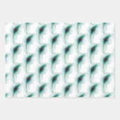 Feuille De Papier Cadeau Plumes Peacock Turquoise, Bleue et Violette (Devant)