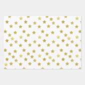 Feuille De Papier Cadeau Plusieurs étoiles d'or sur un Arrière - plan blanc (Devant)