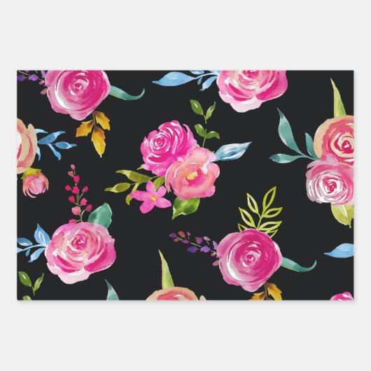 Feuille De Papier Cadeau Plutôt élégant floral (Devant)