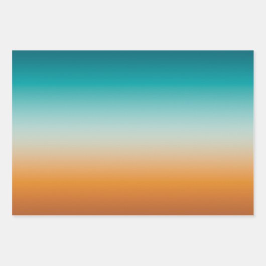 Feuille De Papier Cadeau Plutôt Ombre Sunny Orange & Turquoise Blue Gradien (Devant 2)
